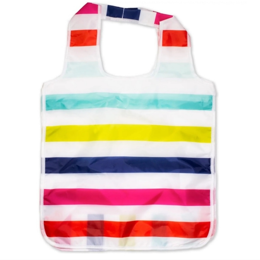 Kate Spade New York Foldable Reusable Candy Stripe Shopping Tote